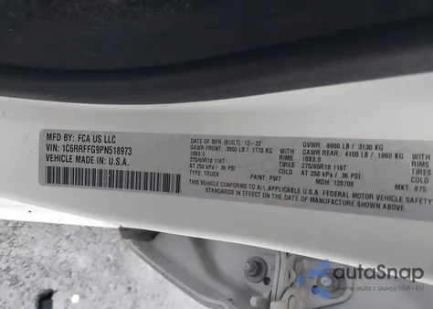 2023 Ram 1500 Big Horn 4X4 5'7 Box из США, поврежденный, VIN 1C6RRFFG9PN518973